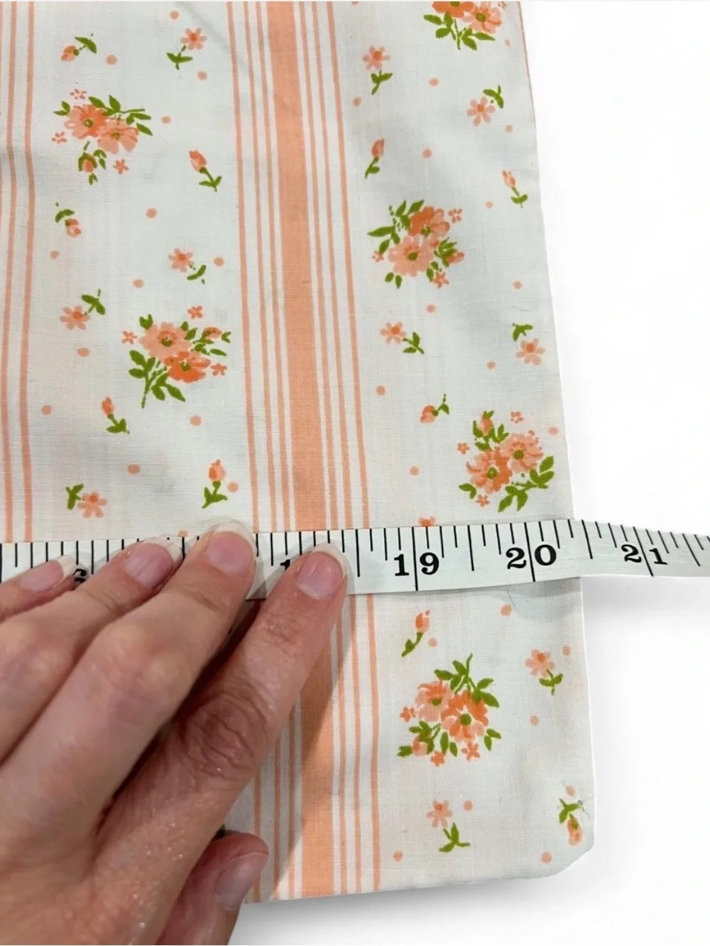 Floral Stripe Pillowcase - White Orange Green